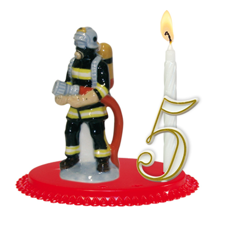 Porte Bougies Pompiers De Porcelaine Pour Celebrer Un Soldat Du Feu
