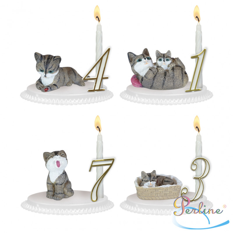 Porte-bougies Chat et chatons pour un anniversaire félin et câlin