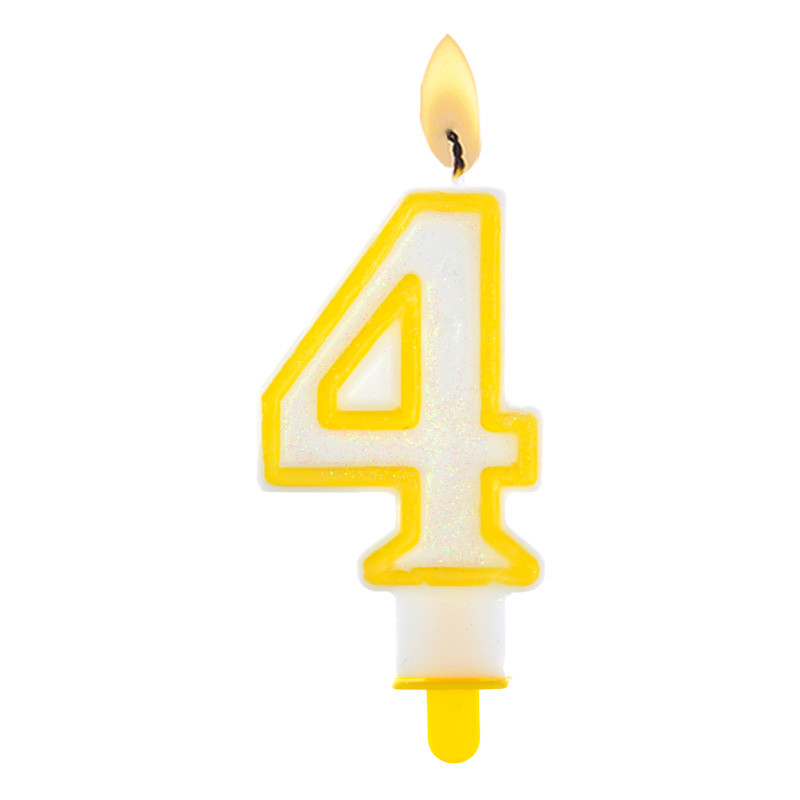 Bougies Chiffre Blanc et Or N°4 pour anniversaire distingué et festif
